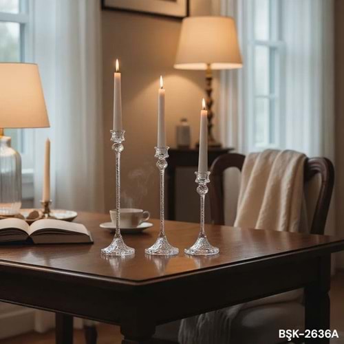 2636.A-KRİSTAL MUMLUK 3 LÜ BAL -FURKAN