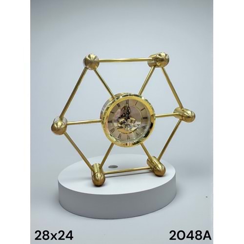 2048.A-MASA SAATİ METAL ALTIGEN GOLD -FURKAN