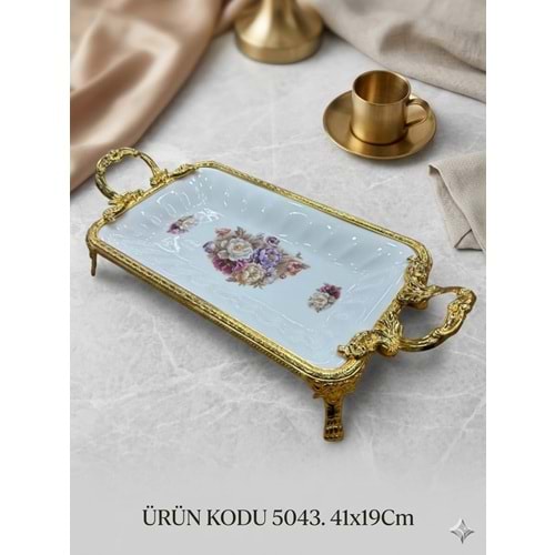 5043-SUNUM TABAK PORS.DESEN DİKT.GOLD -FURKAN