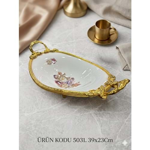 5031-SUNUM TABAK PORS.DESEN OVAL GOLD -FURKAN
