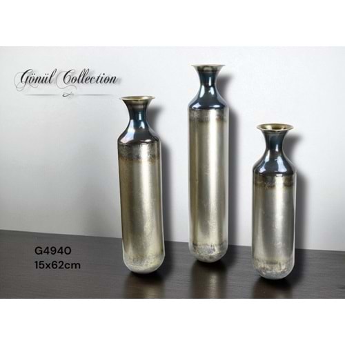 4940-DEKOR VAZO METAL ORTA 62CM -GÖNÜL