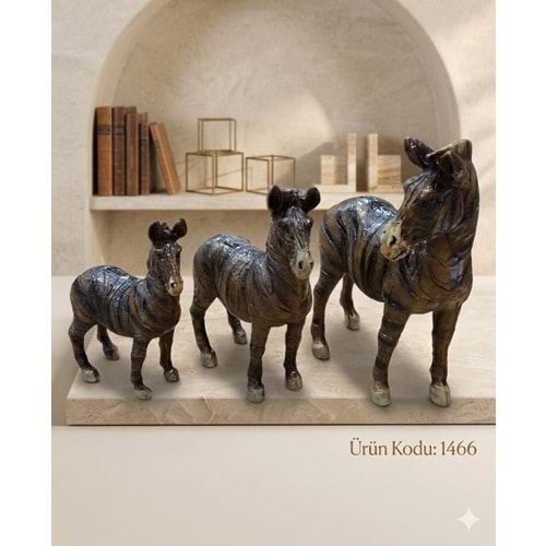 1466.KH -BİBLO 3LÜ ZEBRA AİLESİ KAHVE -İNCİ