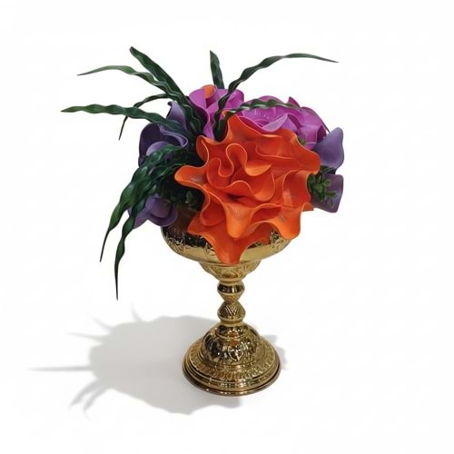 9072-METAL SAKSILI ÇİÇEK NO.3 -İNCİ