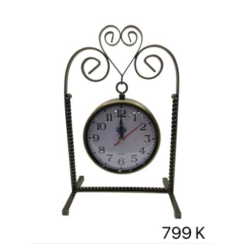 799-MASA SAATİ METAL GOLD TAHT -İNCİ