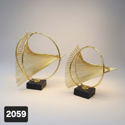2059.AL-OBJE DÜNYA 2 Lİ SET GOLD-KRM