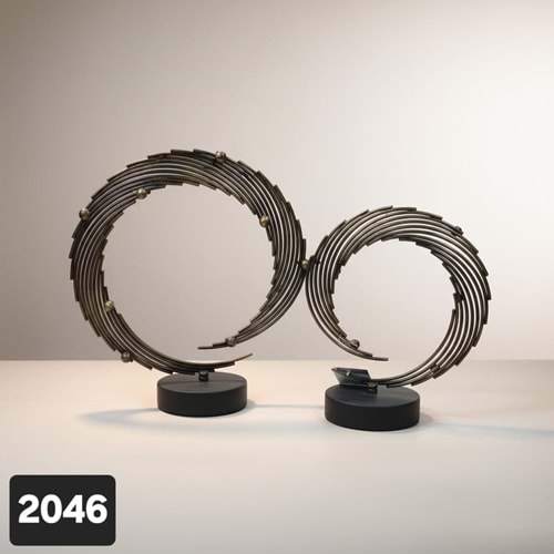 2046.BR-OBJE GÜNEŞ 2 Lİ SET BRONZ-KRM