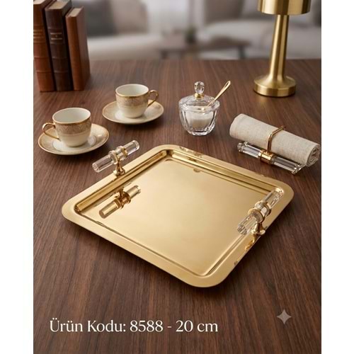 H.8588-SUNUM KARE CAM KULP GOLD -MANOR