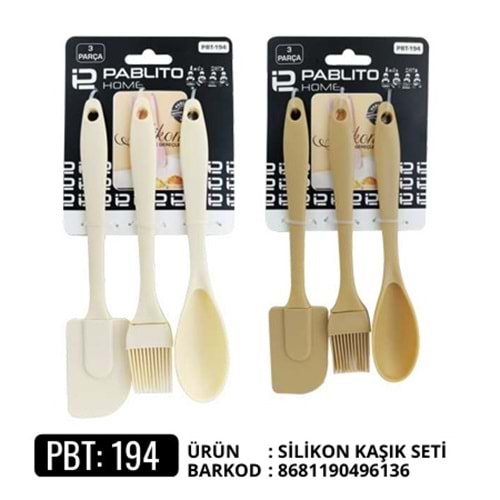 PBT.194-SİLİKON 3 LÜ KAŞIK SET -PABLİTO