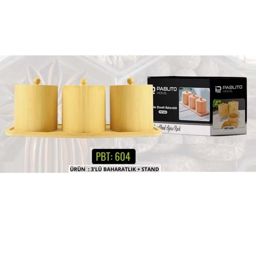 PBT.604-AHŞAP BAHARATLİK 3 LÜ -PABLİTO