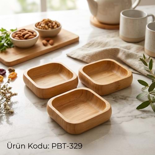 PBT.329-BAMBU ÇEREZLİK 3 LÜ KARE -PABLİTO