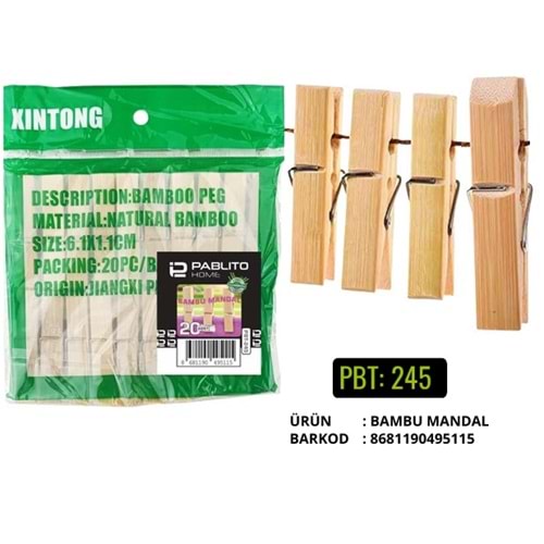PBT.245-AHŞAP MANDAL 20 Lİ -PABLİTO