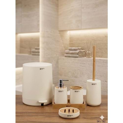 PBT.782.BJ -BANYO SETİ YUVR.PEDALLI BEJ -PABLİTO