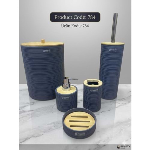 PBT.784.GR -BANYO SETİ ÇİZGİLİ GRİ -PABLİTO