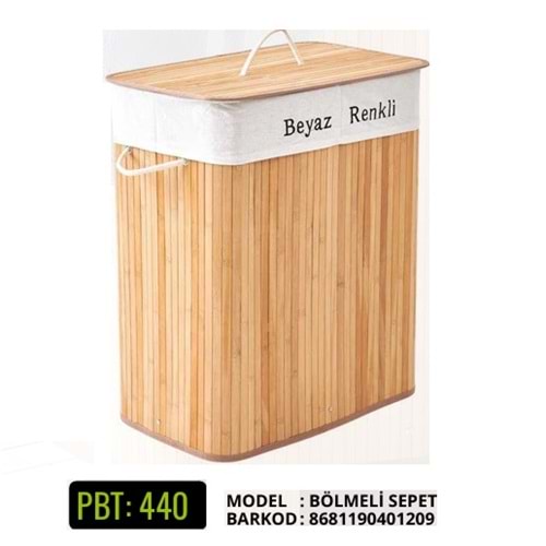 PBT.440-BAMBU ÇAMAŞIR SEPETİ BÖLMELİ -PABLİTO