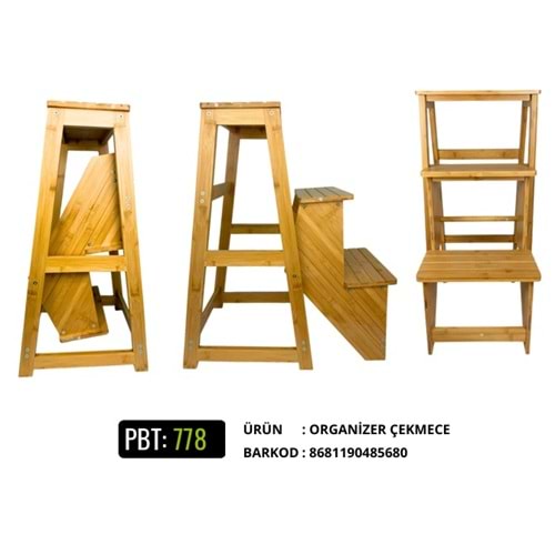 PBT.778-BAMBU KATLANIR MERDİVEN 3KATLI -PABLİTO