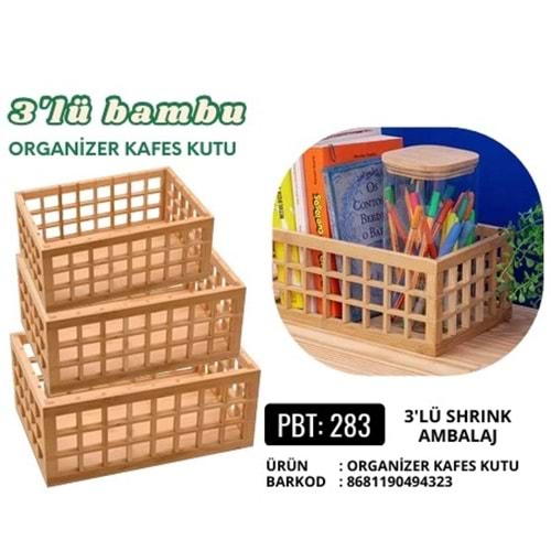 PBT.283-BAMBU KAFES KUTU 3LÜ -PABLİTO