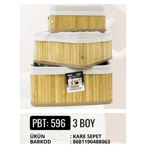 PBT.596-BAMBU SEPET 3LÜ KARE -PABLİTO