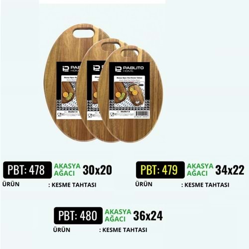 PBT.478-AKASYA KESİM TAHTASI OVAL KÇK -PABLİTO
