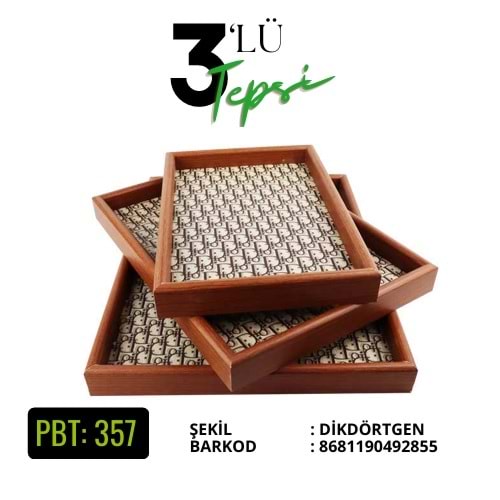 PBT.357-AHŞAP TEPSİ 3 LÜ DİKT CEVİZ RNK -PABLİTO