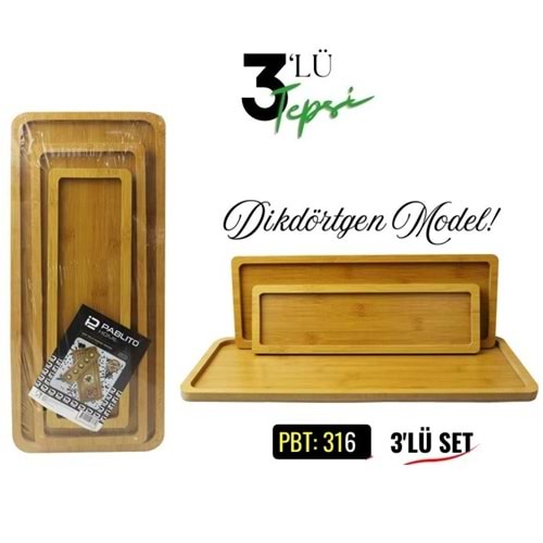 PBT.316-AHŞAP TEPSİ 3 LÜ DİKTD -PABLİTO