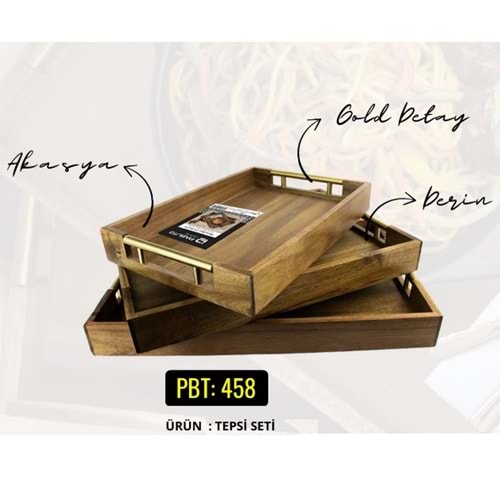 PBT.458-AHŞAP TEPSİ 3 LÜ DİKTD -PABLİTO