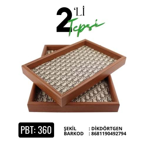 PBT.360-AHŞAP TEPSİ 2 Lİ DİKT CEVİZ RNK -PABLİTO