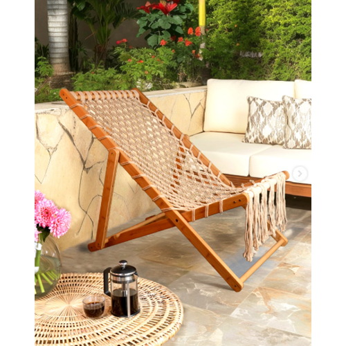 700773-SANDALYE AHŞAP İPLİ MAKROME -PAÇİ