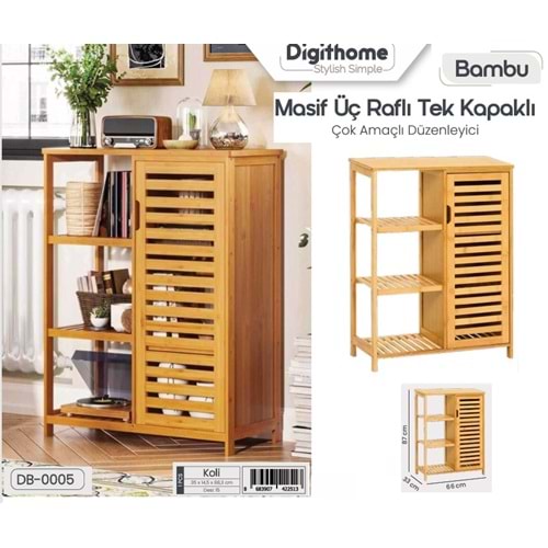 DB.005 -AHŞAP DOLAP 3 RAFLI -ŞAMLI