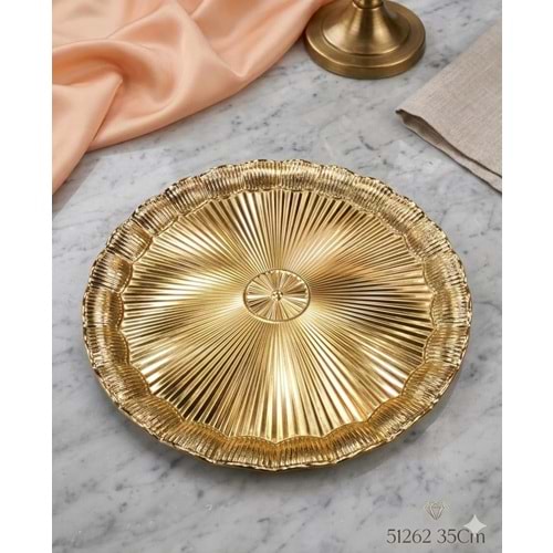 51262 -SUNUM TEPSİ YUVR.35CM GOLD -LAVİN