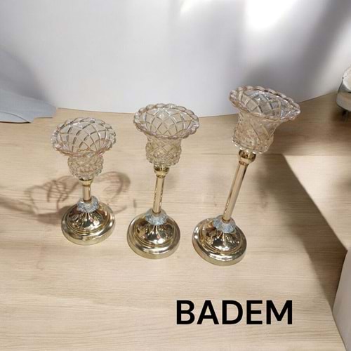 BADEM.AL -DEKOR 3 LÜ ŞAMDAN GOLD -TARİH