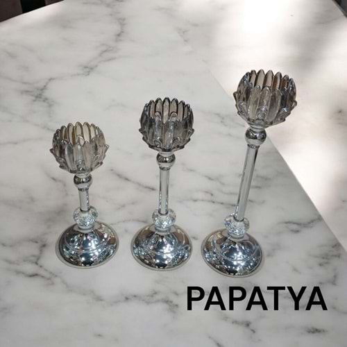 PAPATYA.GM -DEKOR 3 LÜ ŞAMDAN GMŞ -TARİH