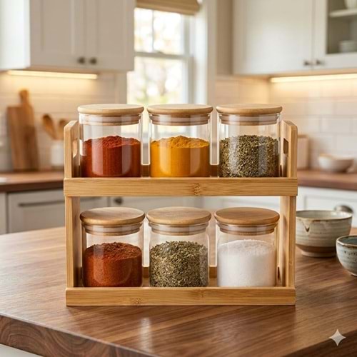 JML.11-CAM BAHARAT 6LI BAMBU STAND-TUTKU