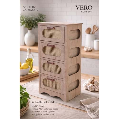 DS.4002-AHŞAP SEBZELİK 4LÜ MEŞE -VERO