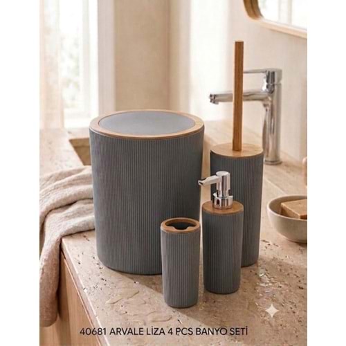40681 -BANYO SETİ 4LÜ ARVALE LİZA GRİ -YAKUT
