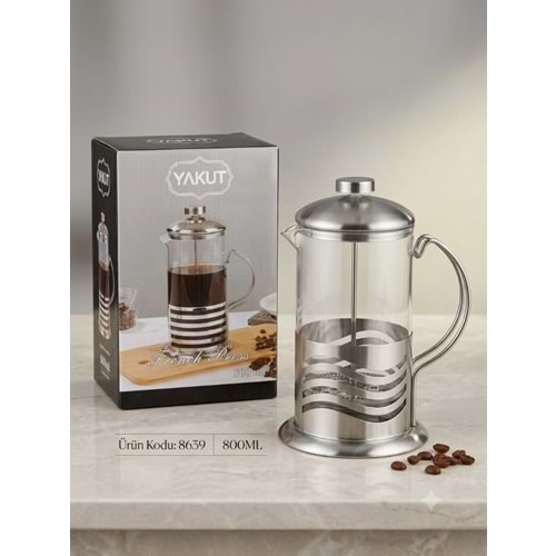 8639 -FRENCHPRESS 800ML MTL/CAM -YAKUT