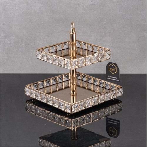 CX222.A-SUNUMLUK 2 KATLI KARE GOLD -ZEYVE