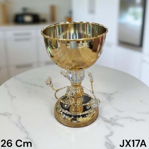 JX17.AL-DEKOR VAZO TAŞLI KÇK GOLD -ZEYVE