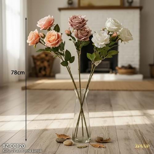 CC120 -YAPAY ÇİÇEK 5Lİ GÜL UZUN -ZEYVE