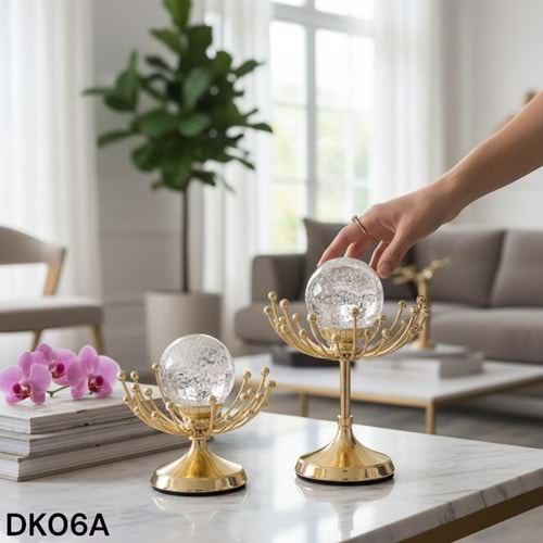 DK06.A -DEKOR OBJE 2Lİ KÜRE AYAKLI GOLD -ZEYVE