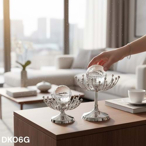 DK06.G -DEKOR OBJE 2Lİ KÜRE AYAKLI GMŞ. -ZEYVE