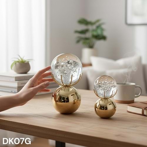 DK07.A -DEKOR OBJE 2Lİ KÜRE DÜZ GOLD -ZEYVE