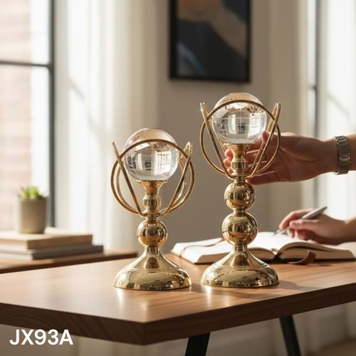 JX93.A -DEKOIR OBJE 2Lİ KÜRE GOLD -ZEYVE