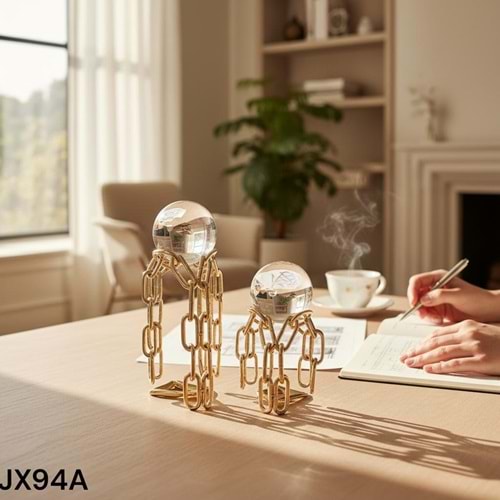 JX94.A -DEKOIR OBJE 2Lİ KÜRE GOLD -ZEYVE