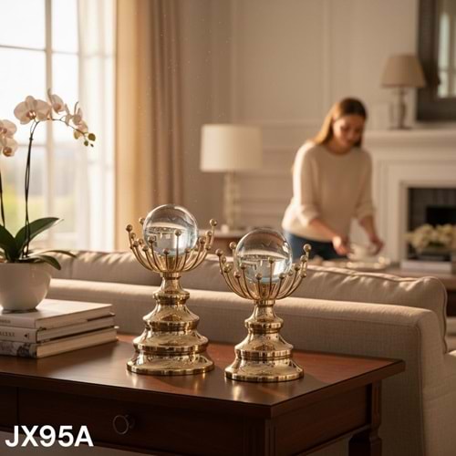 JX95.A -DEKOIR OBJE 2Lİ KÜRE GOLD -ZEYVE