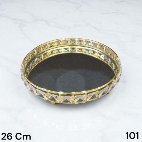 101.AL-TAŞLI TEPSİ AYNALI YUVR.25CM GOLD-ZEYVE