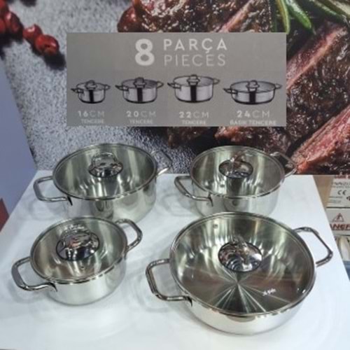 TENCERE SET 8 PRÇ ÇLK 16*24 ARİA -ARYILDIZ