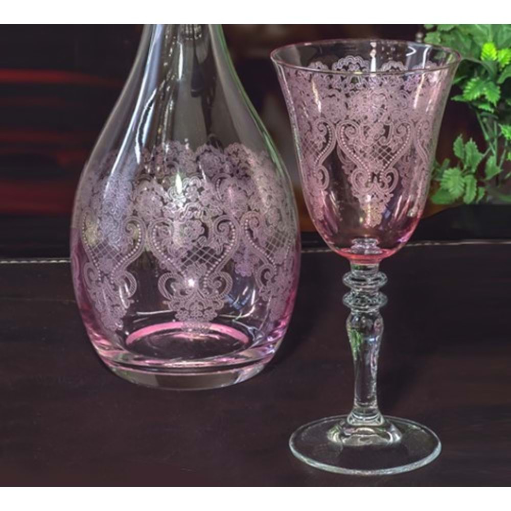 KRİSTAL 61 PRÇ. RENKLİ CLAUDIA PEMBE -CANBA