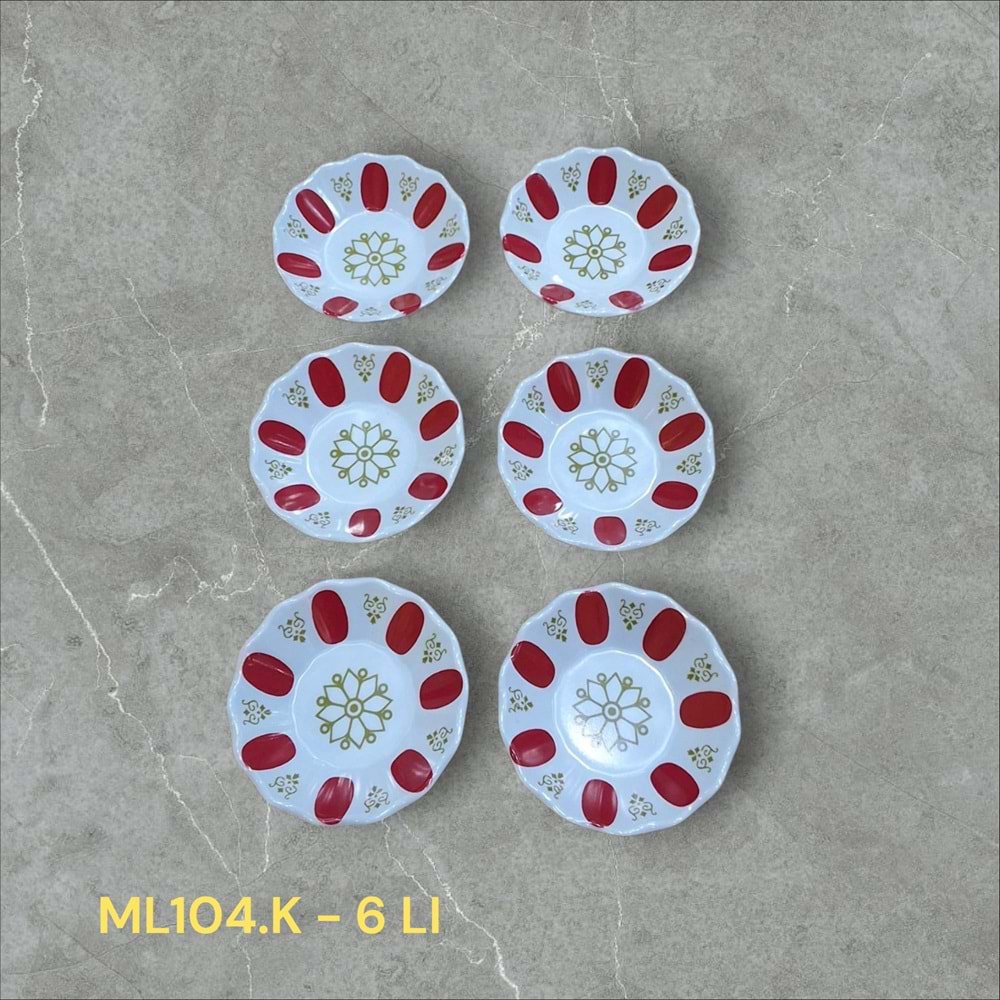 ML104.K-MELAMİN KAHVECİ 6 LI ÇAY TB. KRMZ -TRİA