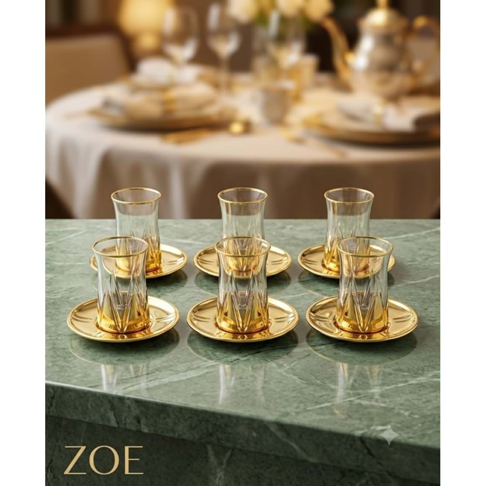 ZOE -ÇAY SETİ 12 PRÇ. TİTANYUM GOLD -POLANT
