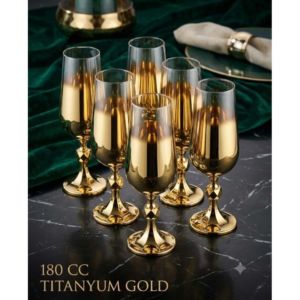 180CC-CAM BARDAK TİTANYUM GOLD -POLANT